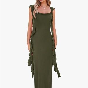 Elegant Olive Green Women's Dress